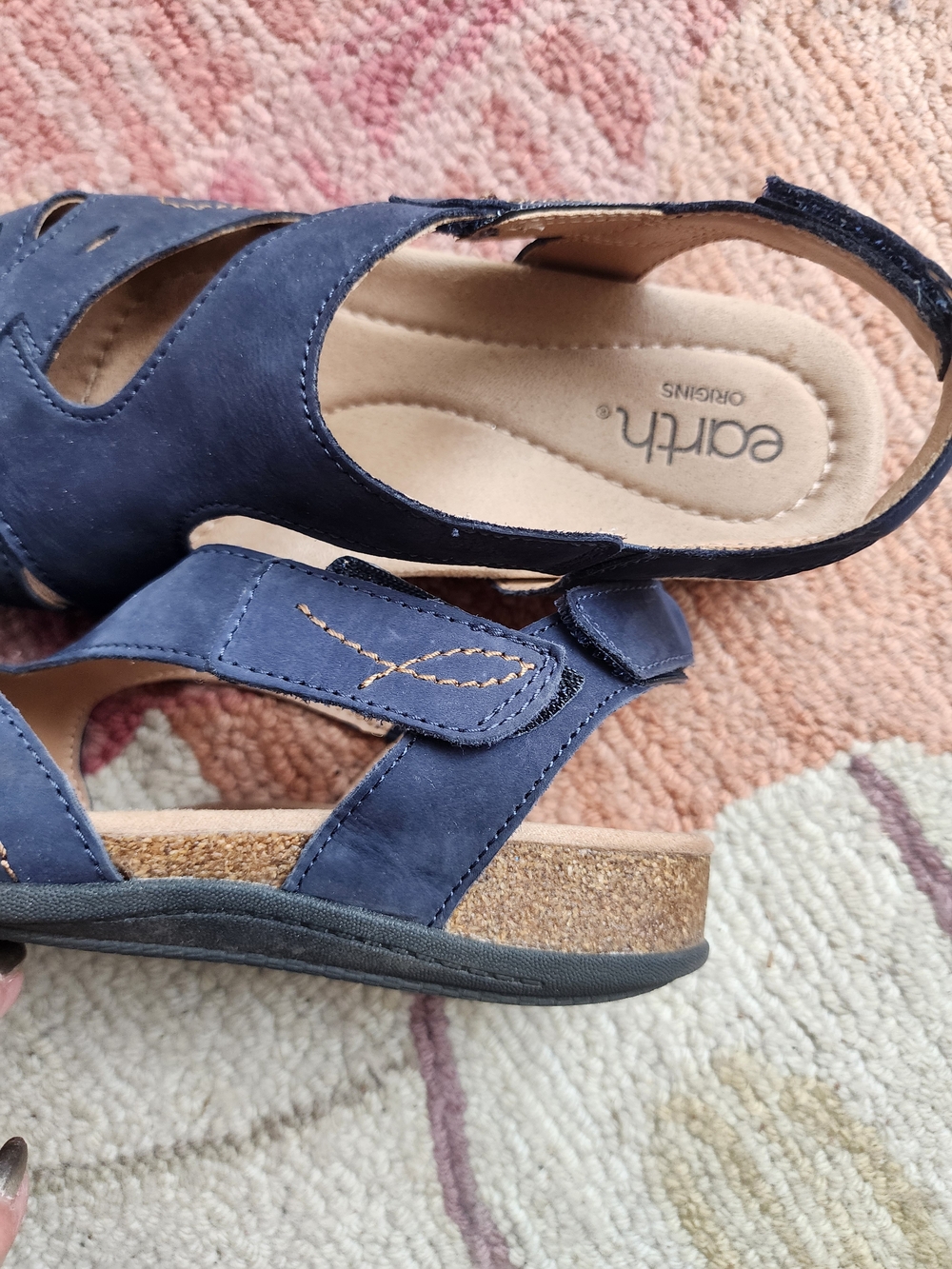 Earth Origins Womens Navy Suede Slingback Sandals - Picture 3 of 6